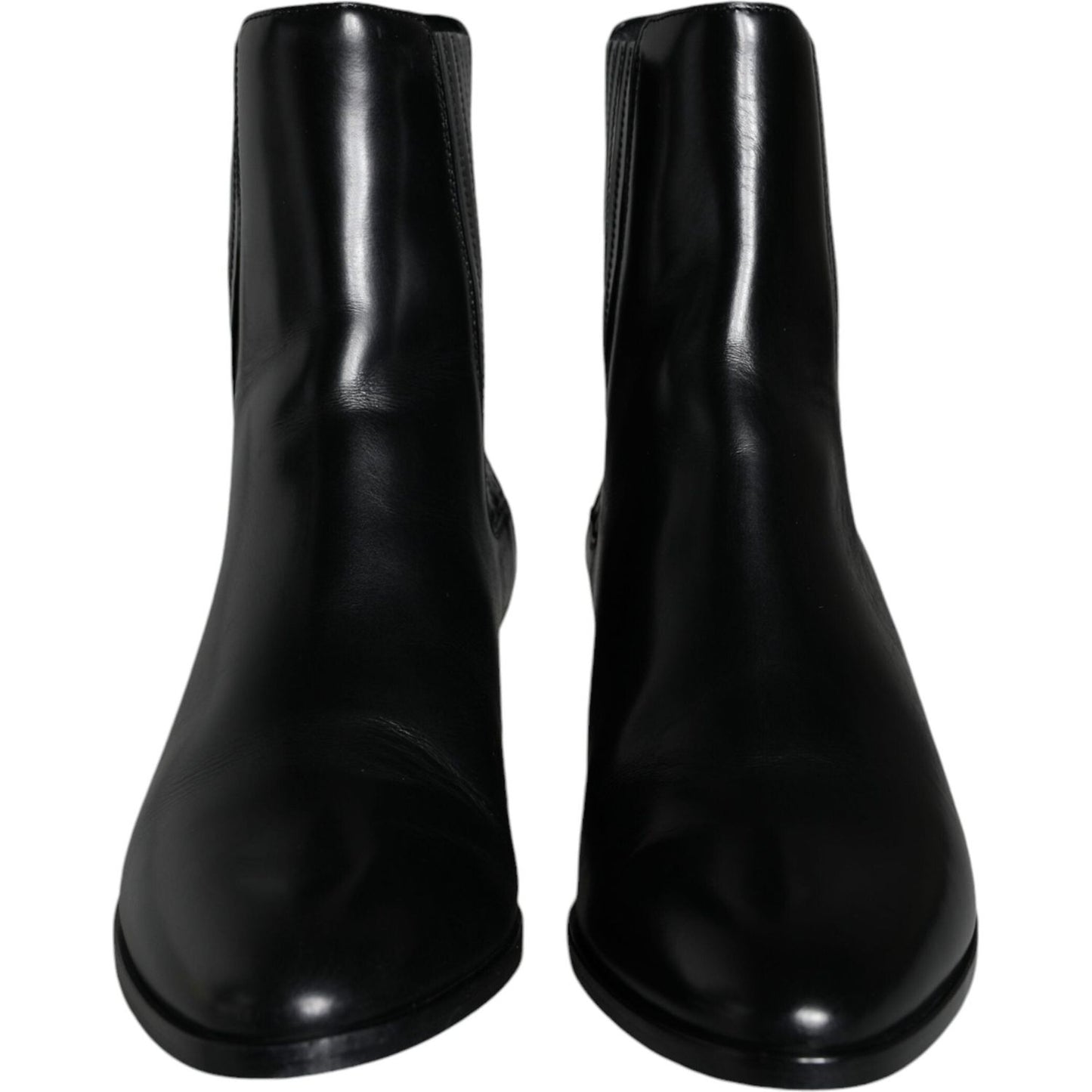 Dolce & Gabbana Black Leather Ankle Boots Booties Shoes LA11479-37