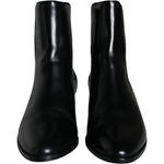 Dolce & Gabbana Black Leather Ankle Boots Booties Shoes LA11479-37