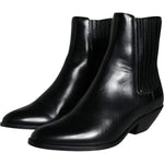 Dolce & Gabbana Black Leather Ankle Boots Booties Shoes LA11479-37
