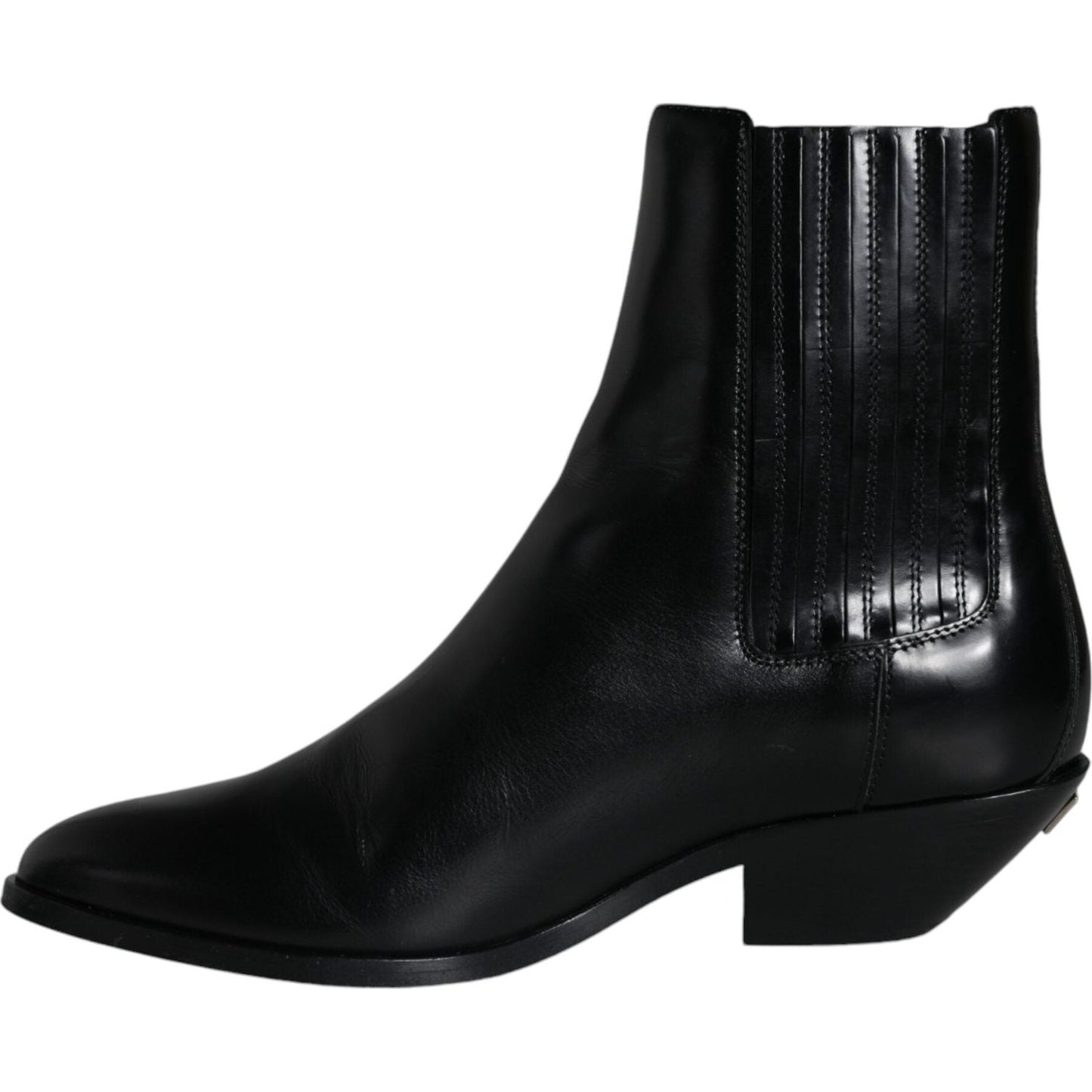 Dolce & Gabbana Black Leather Ankle Boots Booties Shoes LA11479-37
