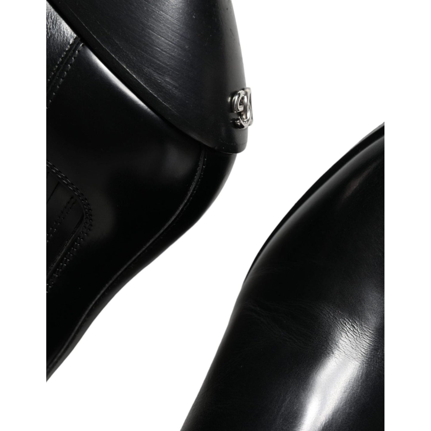 Dolce & Gabbana Black Leather Ankle Boots Booties Shoes LA11479-37