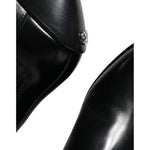 Dolce & Gabbana Black Leather Ankle Boots Booties Shoes LA11479-37