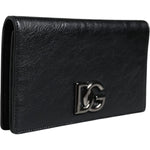 Dolce & Gabbana Black Leather DG Logo Bifold Card Slot Crossbody Bag BAG4133