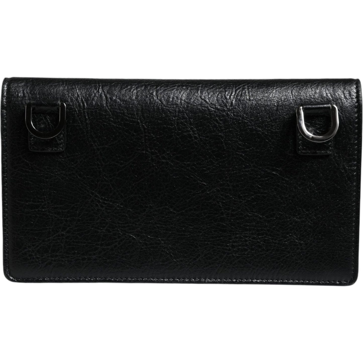 Dolce & Gabbana Black Leather DG Logo Bifold Card Slot Crossbody Bag BAG4133