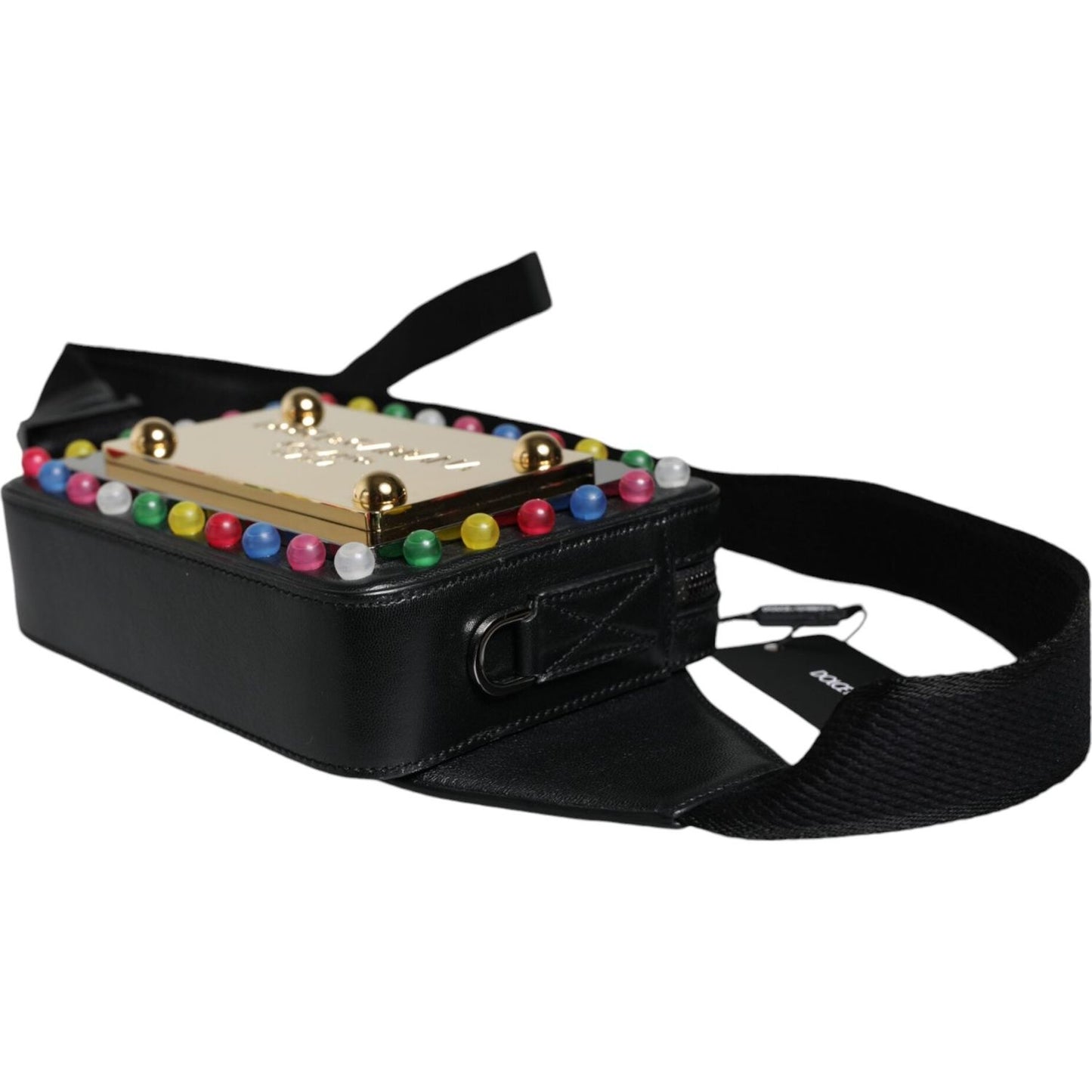 Dolce & Gabbana Black Leather LED Logo Belt Waist Fanny Pack Bag BAG4126