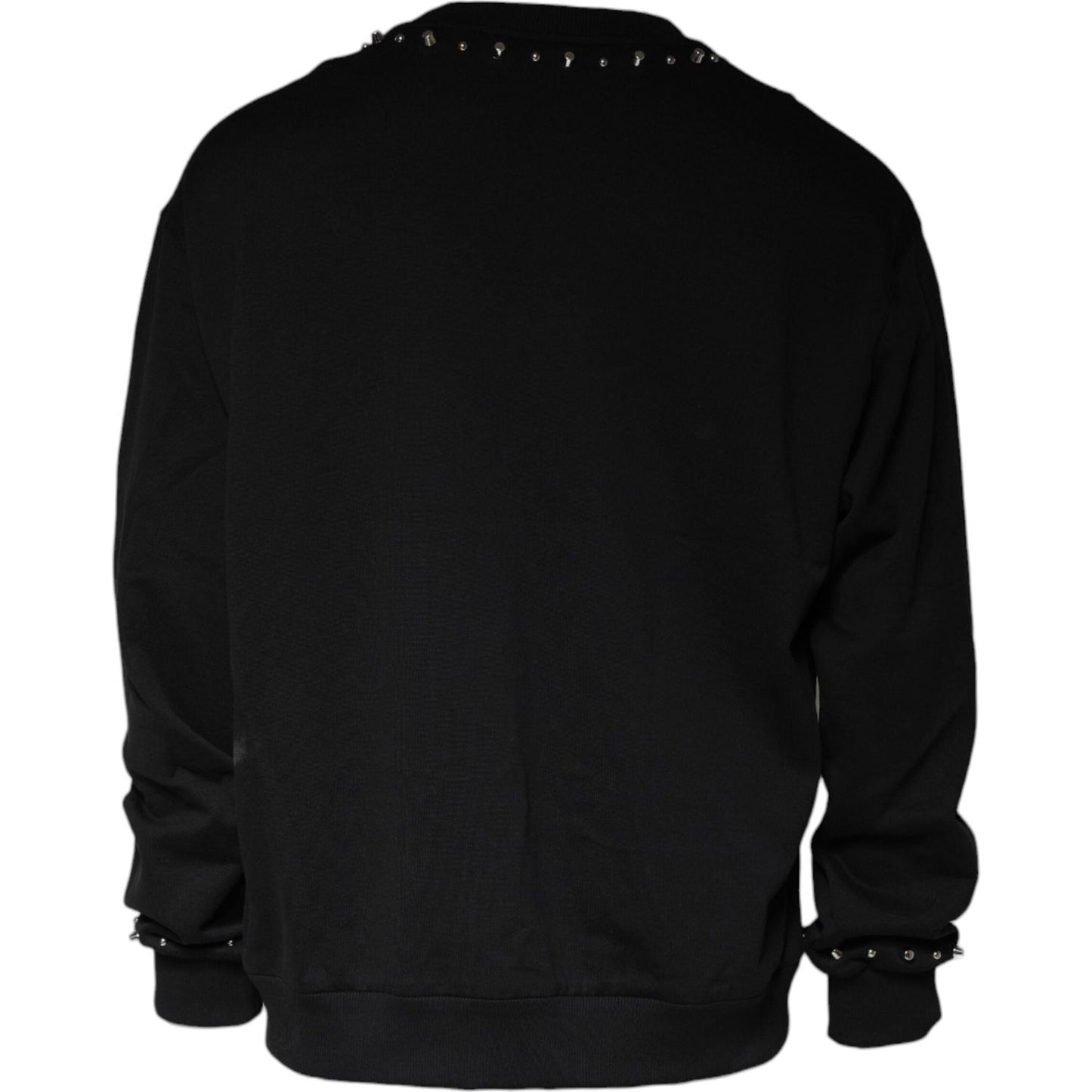 Dolce & Gabbana Black Logo Stud Pullover Sweatshirt Sweater 1728,67345645728,Black,Dolce & Gabbana,IT54 | XL,Material: 100% Cotton,Men,Preowned / Defect,Sweaters - Men - Clothing Dolce & Gabbana TSH87008-54