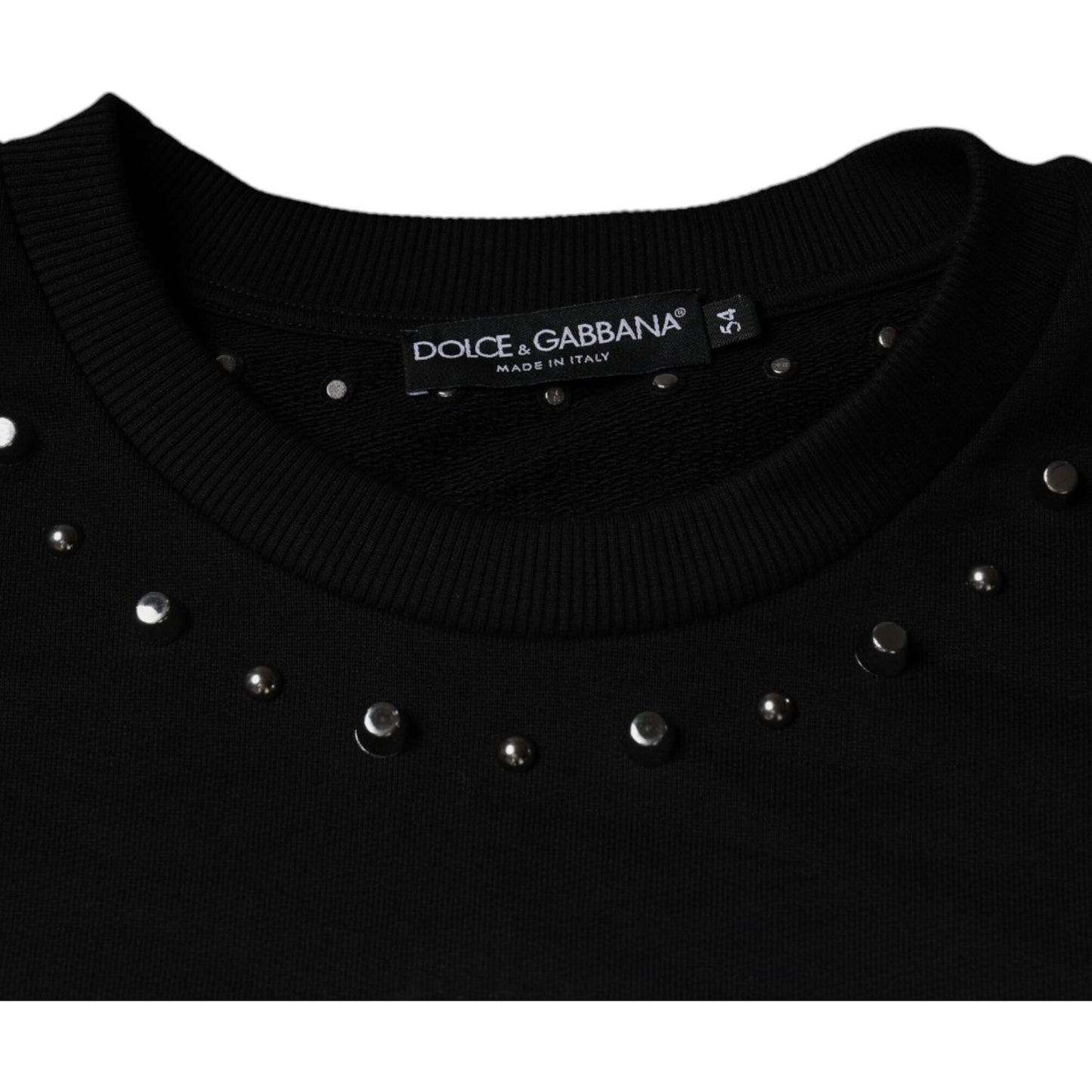 Dolce & Gabbana Black Logo Stud Pullover Sweatshirt Sweater 1728,67345645728,Black,Dolce & Gabbana,IT54 | XL,Material: 100% Cotton,Men,Preowned / Defect,Sweaters - Men - Clothing Dolce & Gabbana TSH87008-54