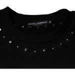Dolce & Gabbana Black Logo Stud Pullover Sweatshirt Sweater 1728,67345645728,Black,Dolce & Gabbana,IT54 | XL,Material: 100% Cotton,Men,Preowned / Defect,Sweaters - Men - Clothing Dolce & Gabbana TSH87008-54