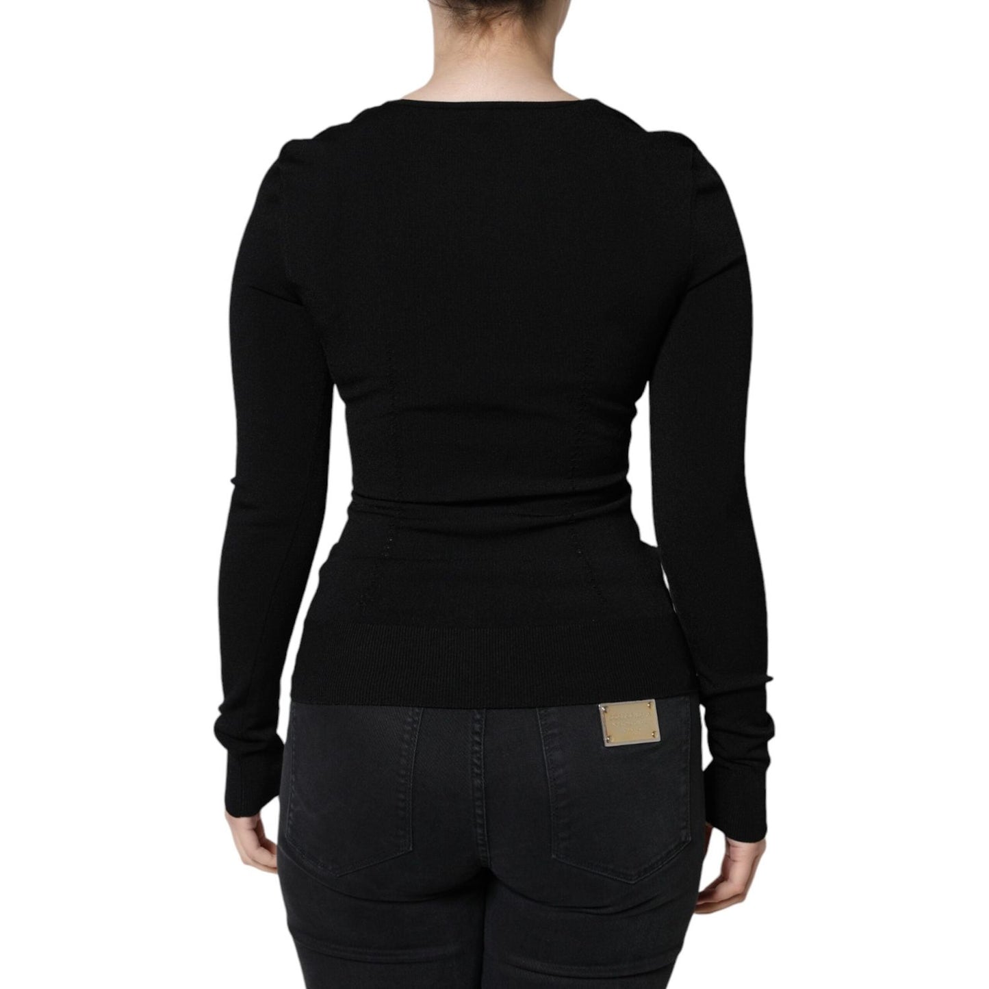 Dolce & Gabbana Black Long Sleeves Blouse Square Neck Top TSH86603-40