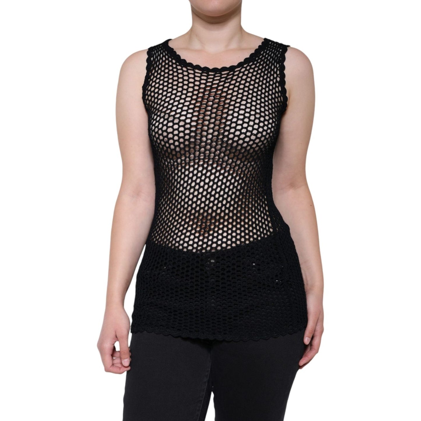 Dolce & Gabbana Black Mesh See Through Sleeveless Tank Top TSH86618-40