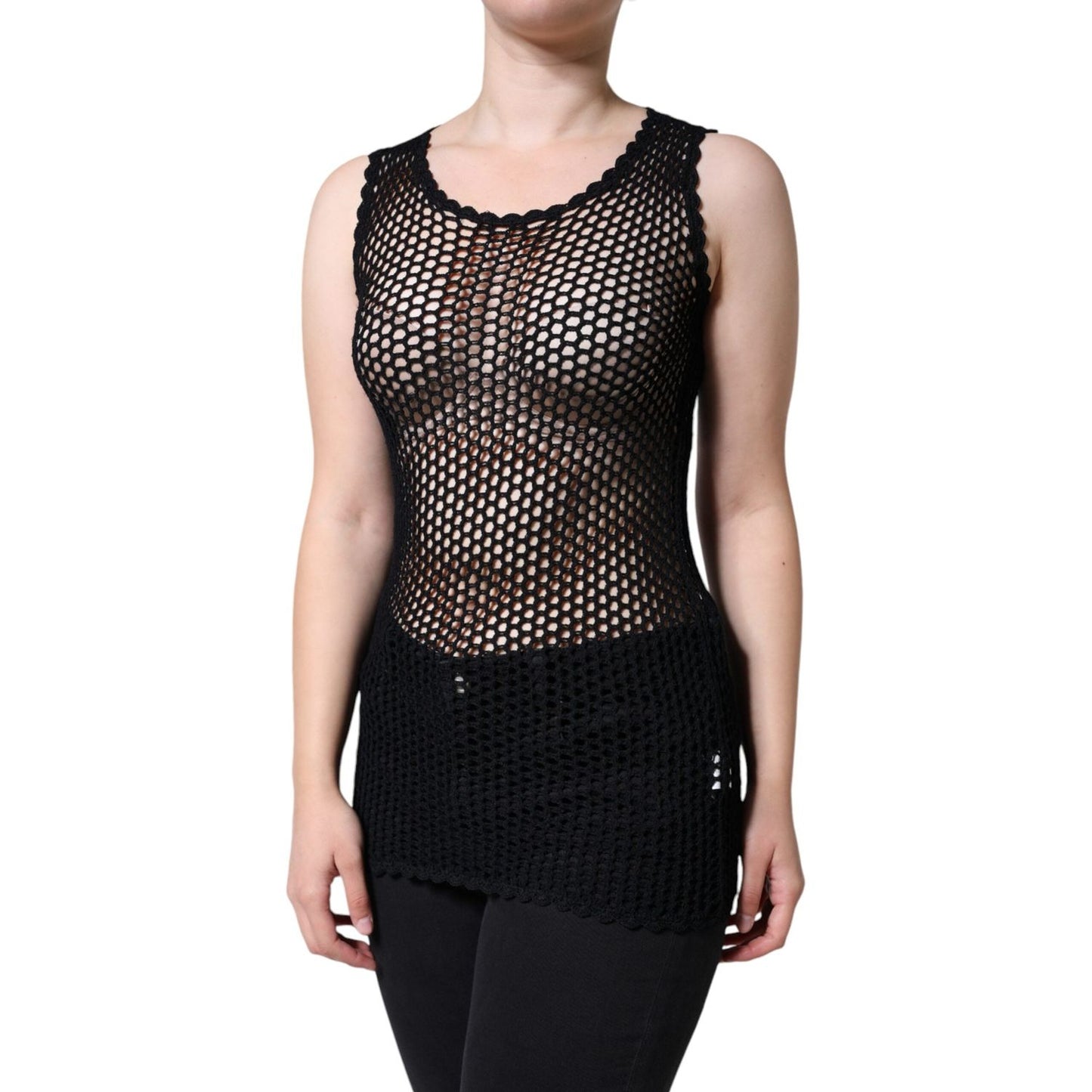 Dolce & Gabbana Black Mesh See Through Sleeveless Tank Top TSH86618-40