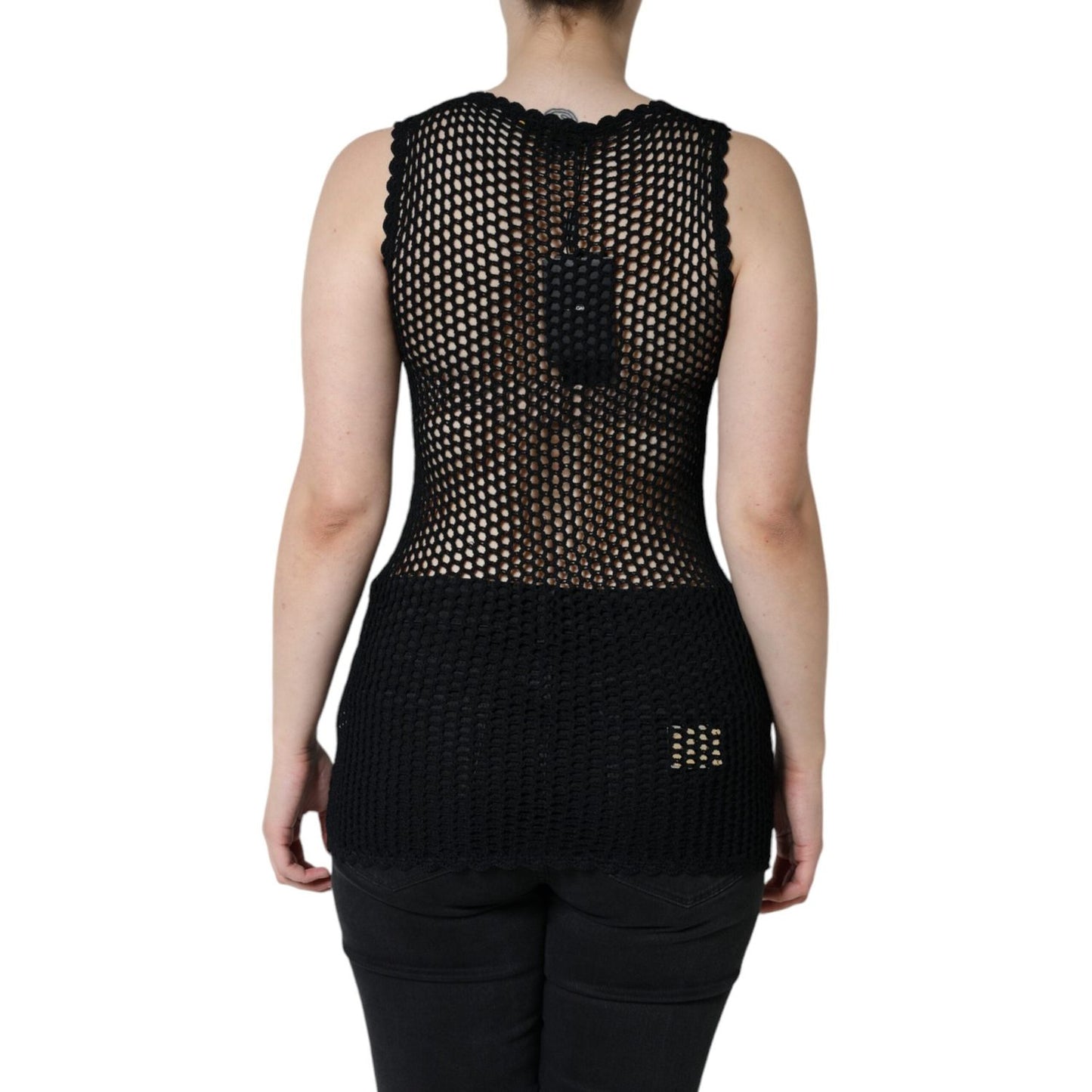 Dolce & Gabbana Black Mesh See Through Sleeveless Tank Top TSH86618-40