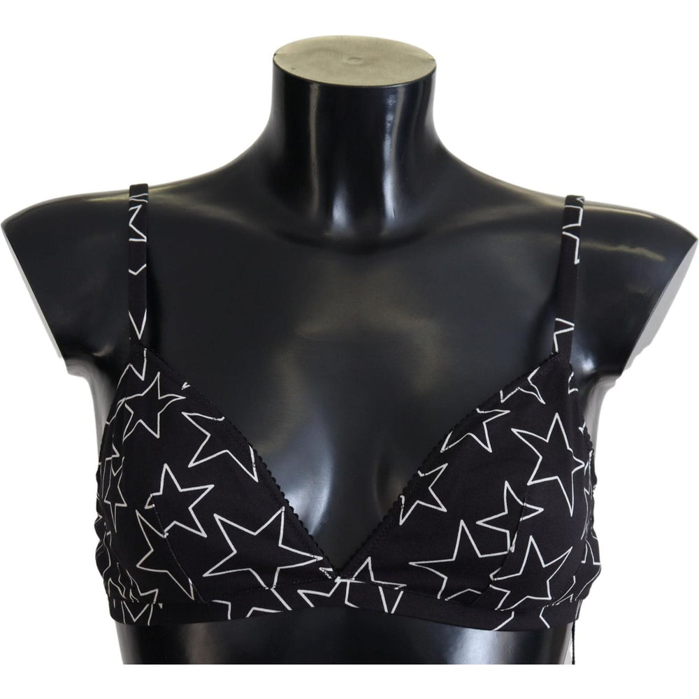 Dolce & Gabbana Black Millennials Star Non Wire Cotton Bra Underwear BIK1607-3