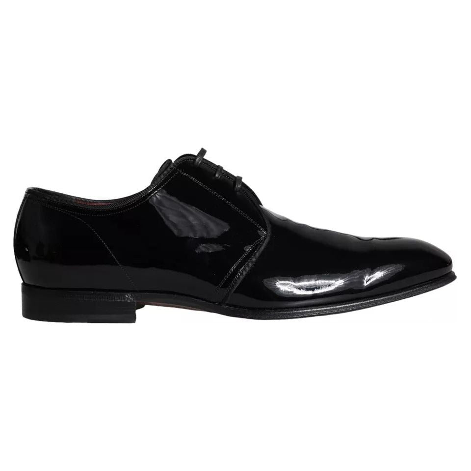 Dolce & Gabbana Black Patent Leather Derby Men Dress Shoes MV5709-42.5