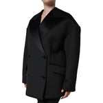 Dolce & Gabbana Black Polyester Double Breasted Coat Jacket JKT4174-44