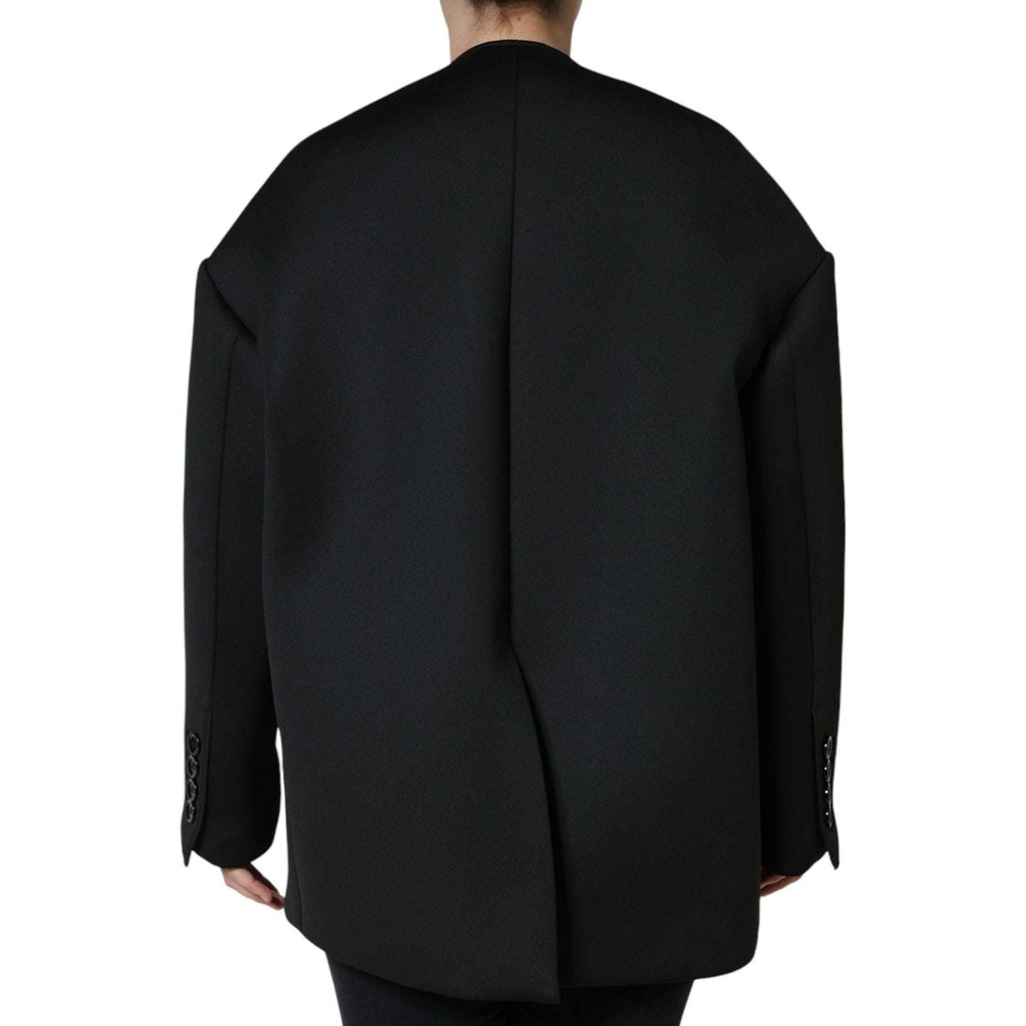 Dolce & Gabbana Black Polyester Double Breasted Coat Jacket JKT4174-44