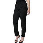 Dolce & Gabbana Black Polyester High Waist Tapered Pants PAN71278-48