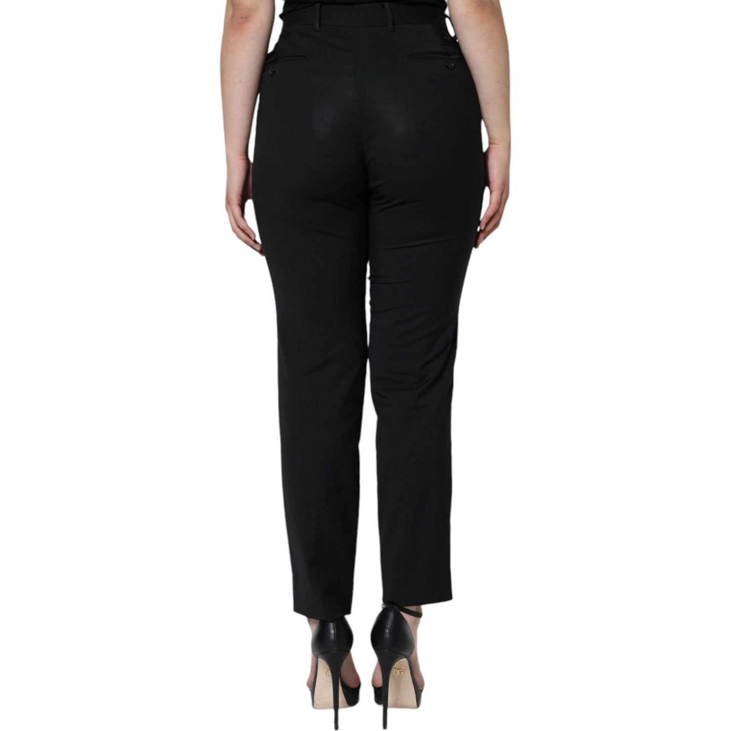 Dolce & Gabbana Black Polyester High Waist Tapered Pants PAN71278-48