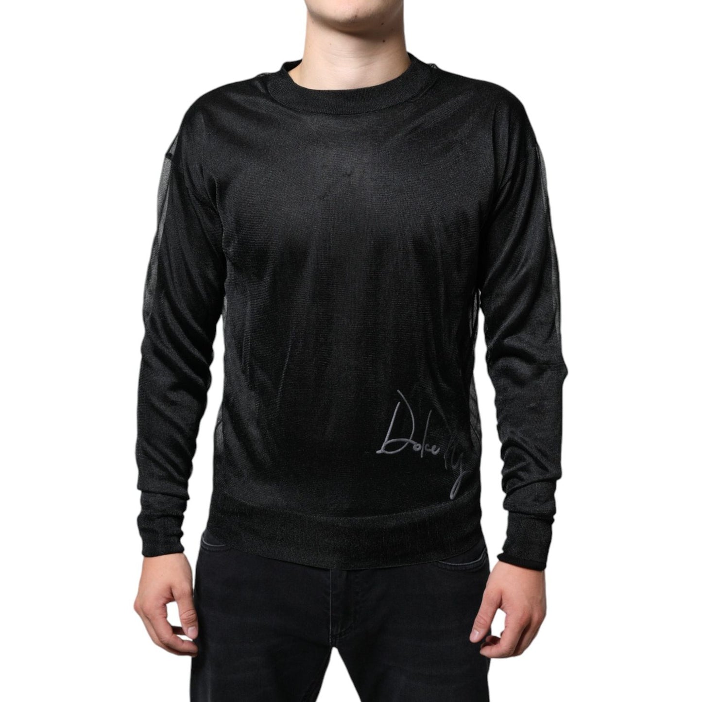 Dolce & Gabbana Black Polyester Pullover Sweatshirt Sweater TSH87129-44