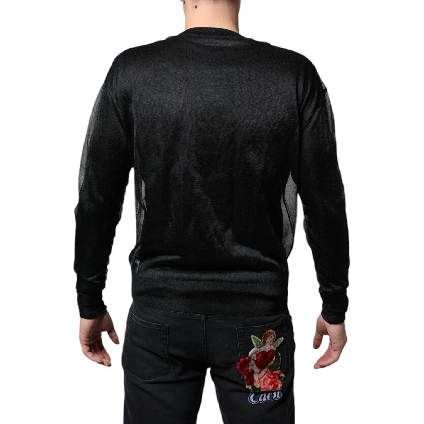 Dolce & Gabbana Black Polyester Pullover Sweatshirt Sweater TSH87129-44