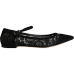 Dolce & Gabbana Black Taormina Lace Bellucci Flats Shoes LA11498-36