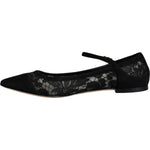 Dolce & Gabbana Black Taormina Lace Bellucci Flats Shoes LA11498-36