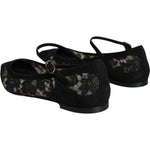 Dolce & Gabbana Black Taormina Lace Bellucci Flats Shoes LA11498-36