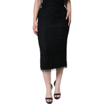 Dolce & Gabbana Black Virgin Wool Pencil Cut Midi Skirt SKI2039-36