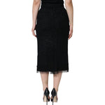 Dolce & Gabbana Black Virgin Wool Pencil Cut Midi Skirt SKI2039-36