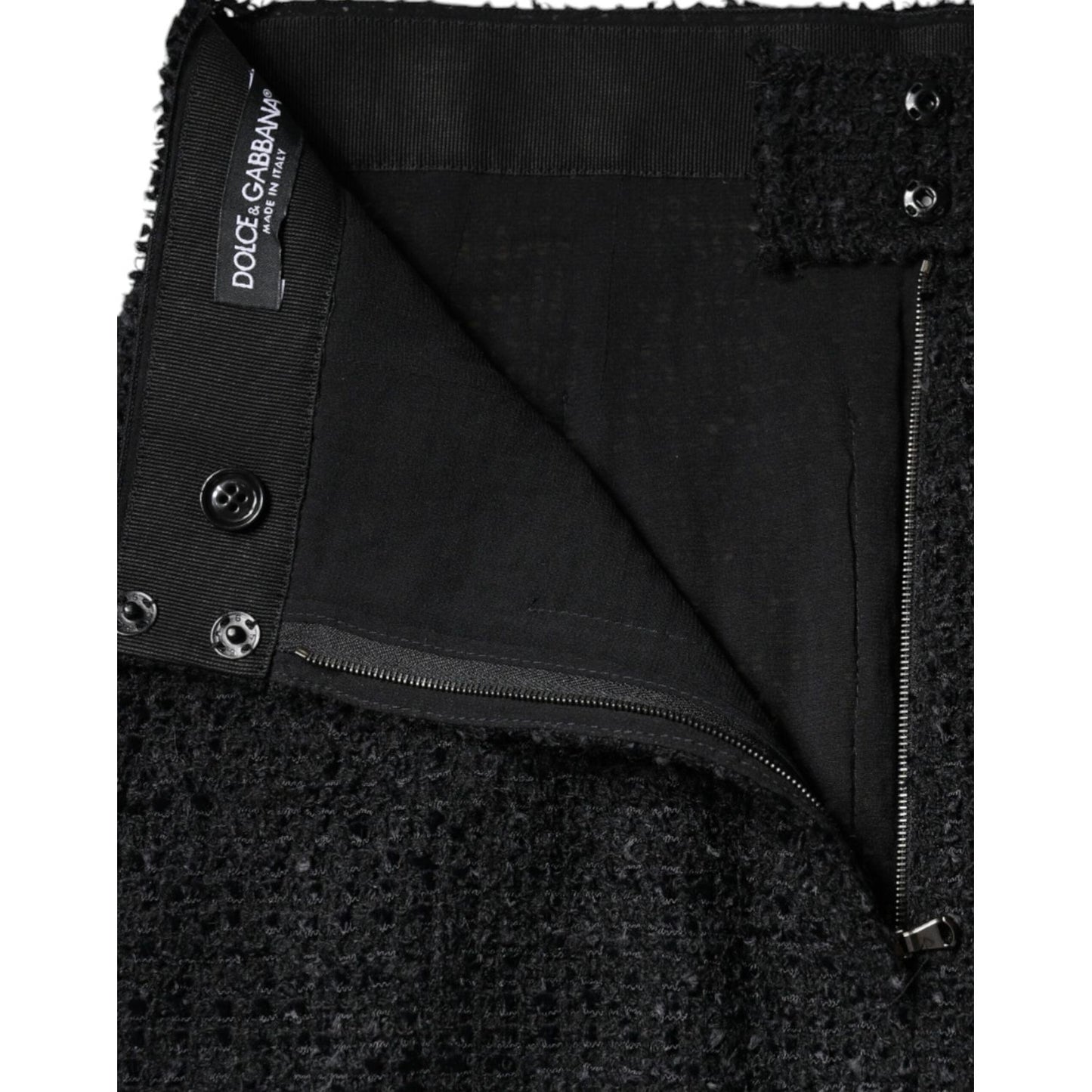 Dolce & Gabbana Black Virgin Wool Pencil Cut Midi Skirt SKI2039-36