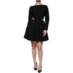 Dolce & Gabbana Black Viscose Cut Out A-line Long Sleeves Mini Dress DR81470-40
