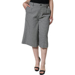 Dolce & Gabbana Black White Houndstooth Cropped Wide Leg Pants PAN74171-48