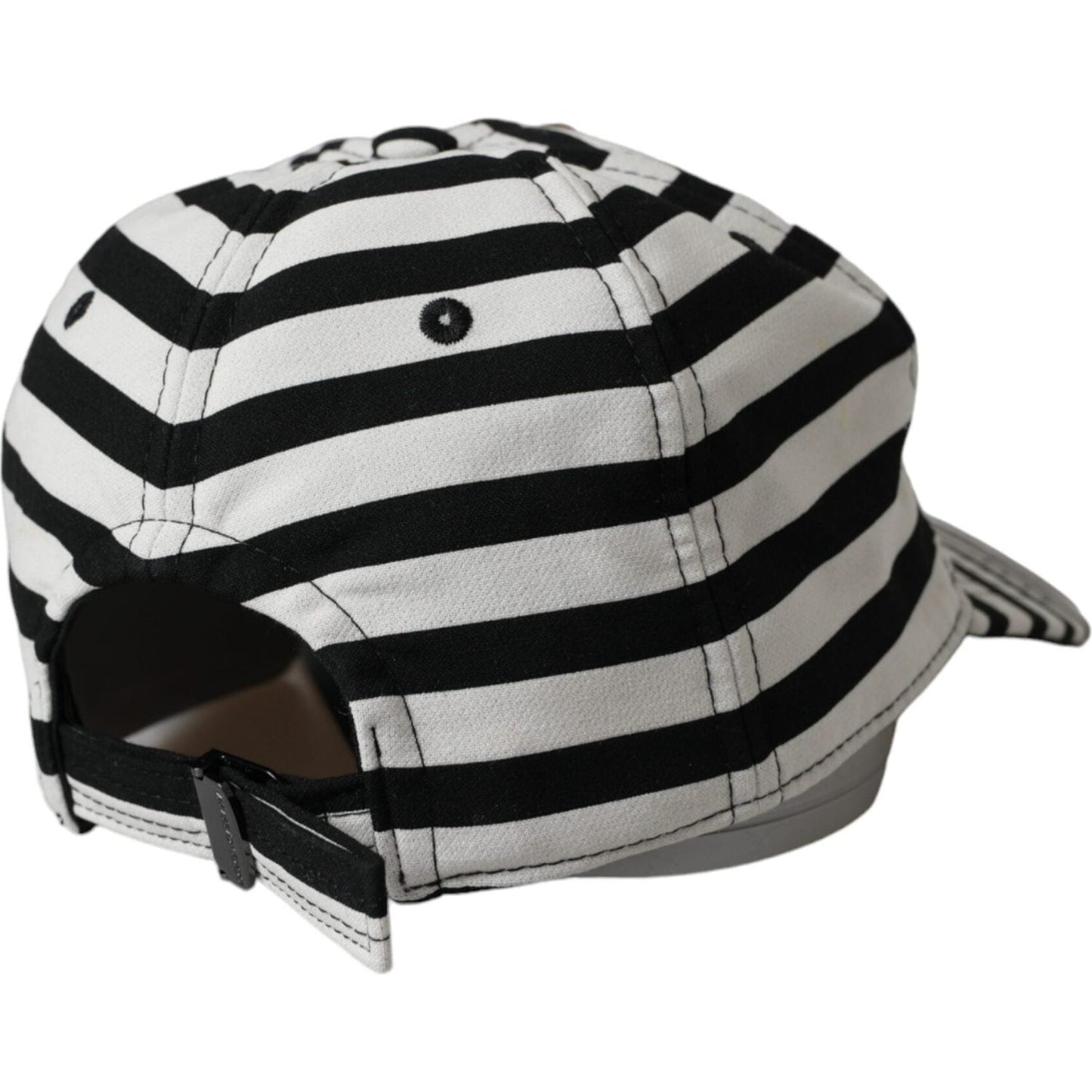 Dolce & Gabbana Black White Stripe Amore Heart Applique Baseball Hat HAT9630-57