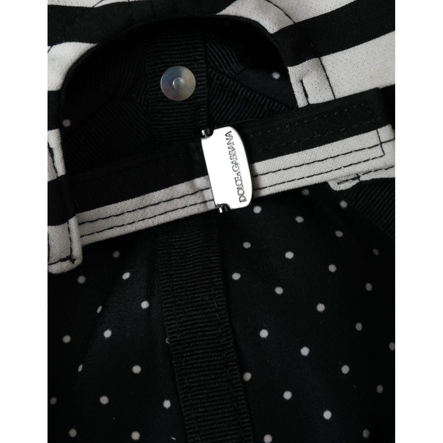 Dolce & Gabbana Black White Stripe Amore Heart Applique Baseball Hat HAT9630-57