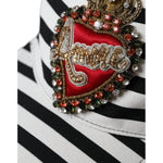 Dolce & Gabbana Black White Stripe Amore Heart Applique Baseball Hat HAT9630-57
