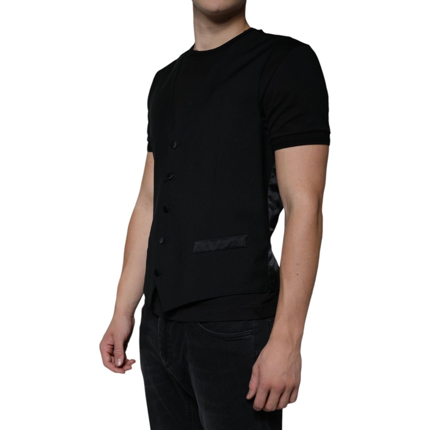 Dolce & Gabbana Black Wool Formal Dress Men Waistcoat Vest TSH87110-50