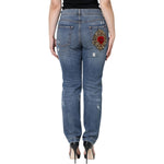 Dolce & Gabbana Blue Cotton Tattered Boyfriend Denim Jeans PAN74216-42