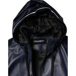 Dolce & Gabbana Dolce & Gabbana Blue Leather Full Zip Hooded Bomber Jacket JKT3902-46 1728,67345645728,Blue,Dolce & Gabbana,IT46 | S,Jackets - Men - Clothing,Material: 100% Lamb Leather,Men,Preowned / Defect