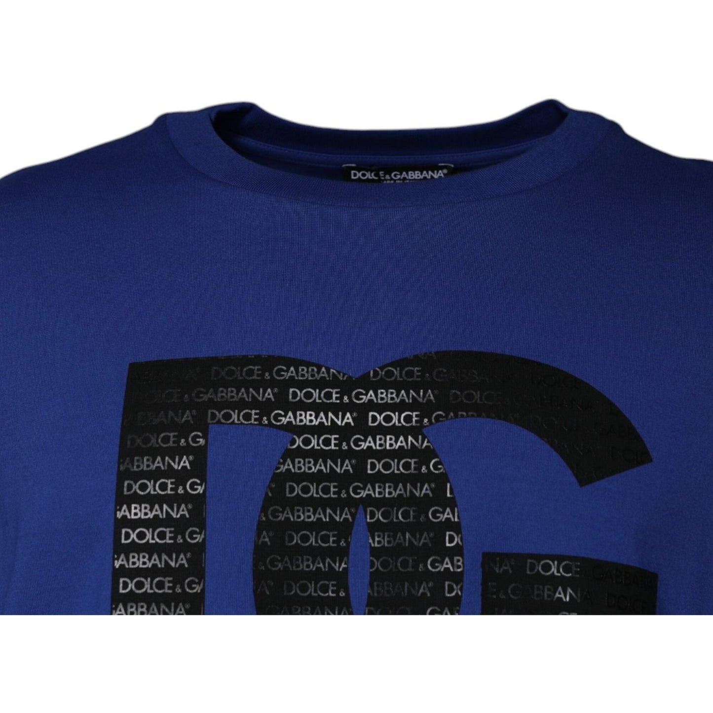 Dolce & Gabbana Blue Logo Print Cotton Men Crew Neck T-shirt TSH87484-50