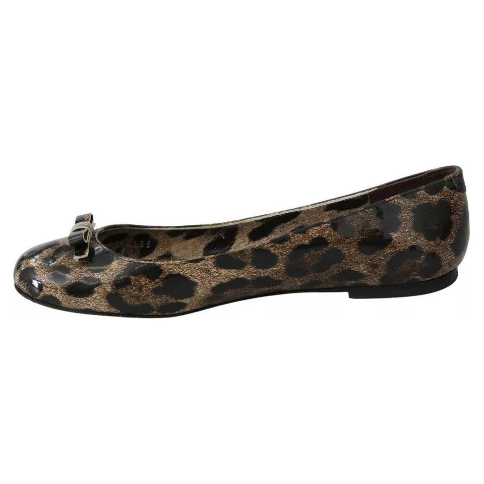 Dolce & Gabbana Dolce & Gabbana Brown Leopard Ballerina Flats Leather Shoes LA7688-36 1728,67345645728,Brown,Dolce & Gabbana,EU36/US5.5,EU38/US7.5,Flat Shoes - Women - Shoes,Material: 100% leather,Preowned / Defect
