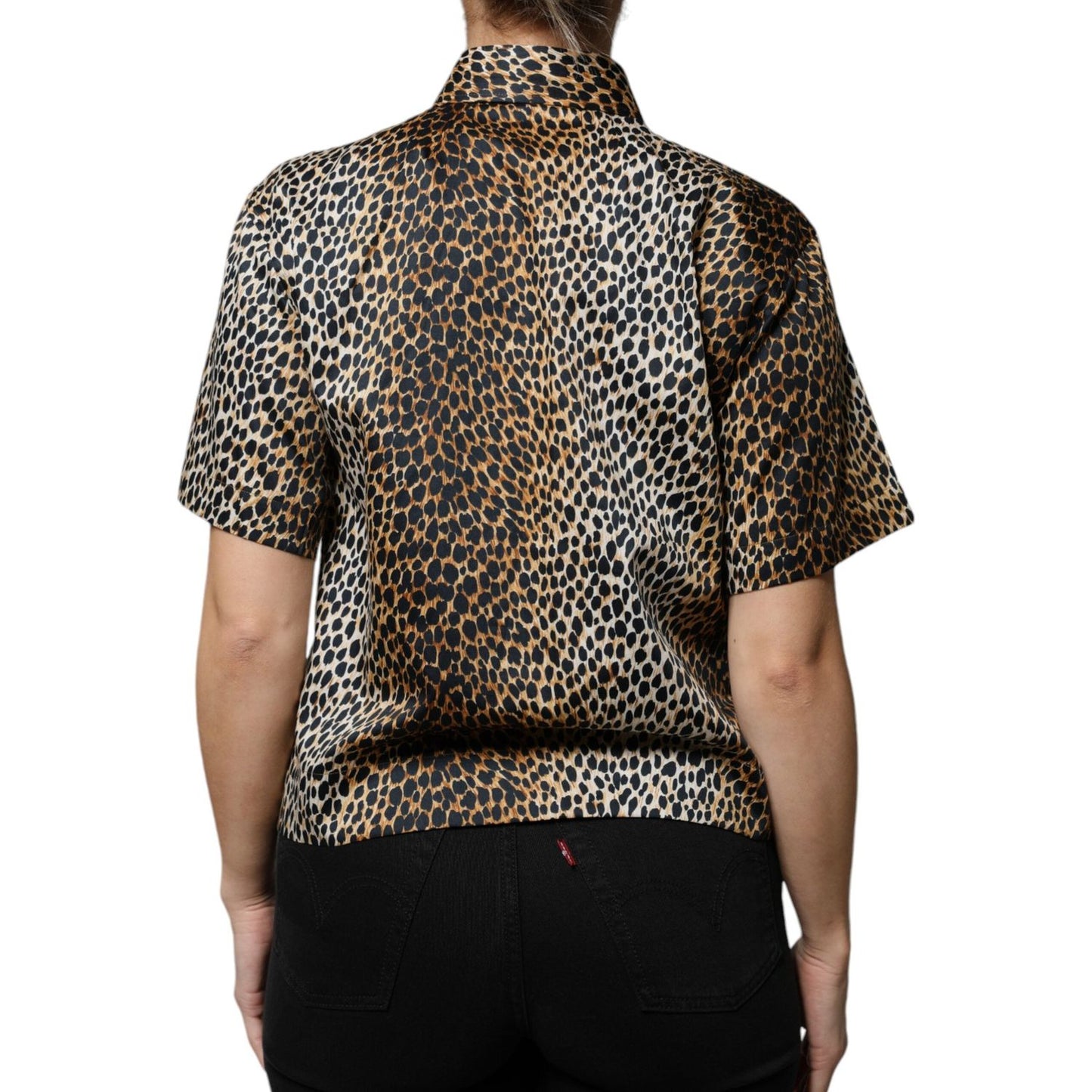 Dolce & Gabbana Dolce & Gabbana Brown Leopard Print Short Sleeves Blouse Top TSH86771-42 1728,67345645728,Brown,Clothing,Dolce & Gabbana,IT42|M,Material: 71% Cotton 28% Viscose 1% Polyester,Preowned / Defect,Tops & T-Shirts - Women - Clothing,Women,Women