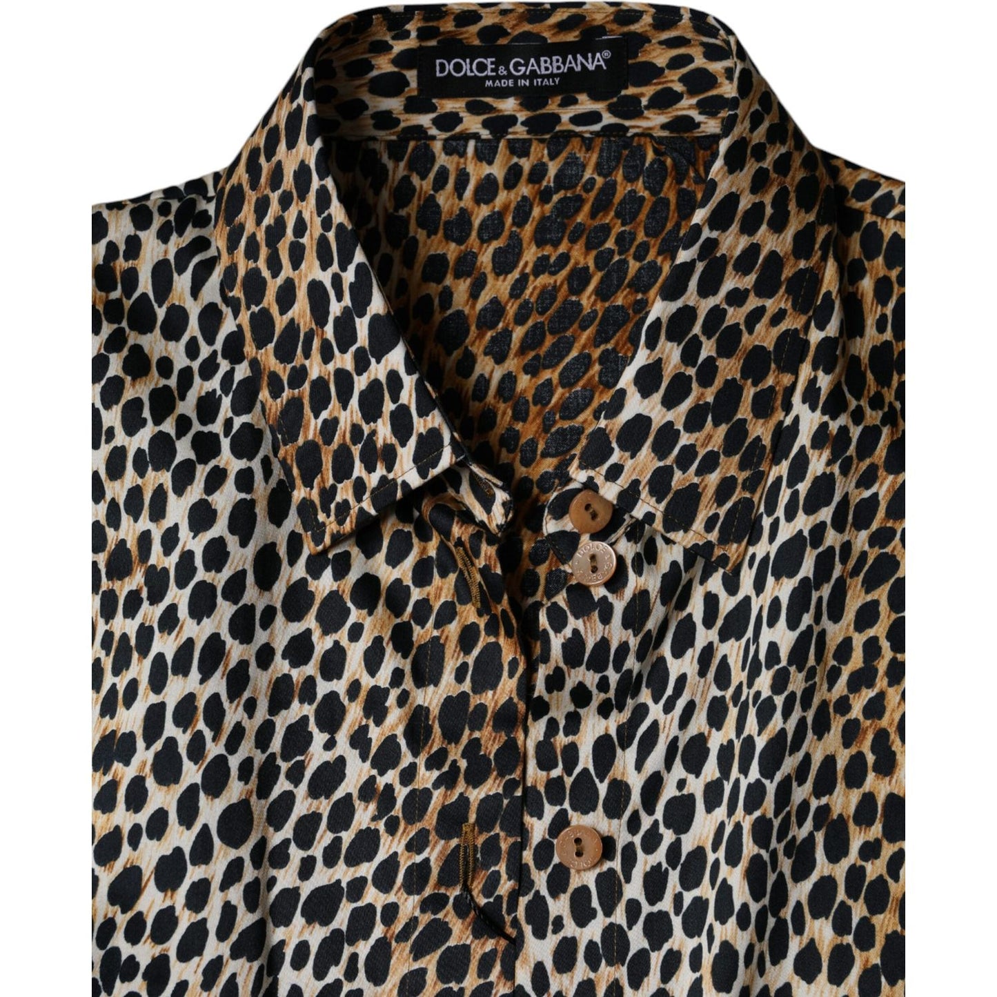 Dolce & Gabbana Dolce & Gabbana Brown Leopard Print Short Sleeves Blouse Top TSH86771-42 1728,67345645728,Brown,Clothing,Dolce & Gabbana,IT42|M,Material: 71% Cotton 28% Viscose 1% Polyester,Preowned / Defect,Tops & T-Shirts - Women - Clothing,Women,Women