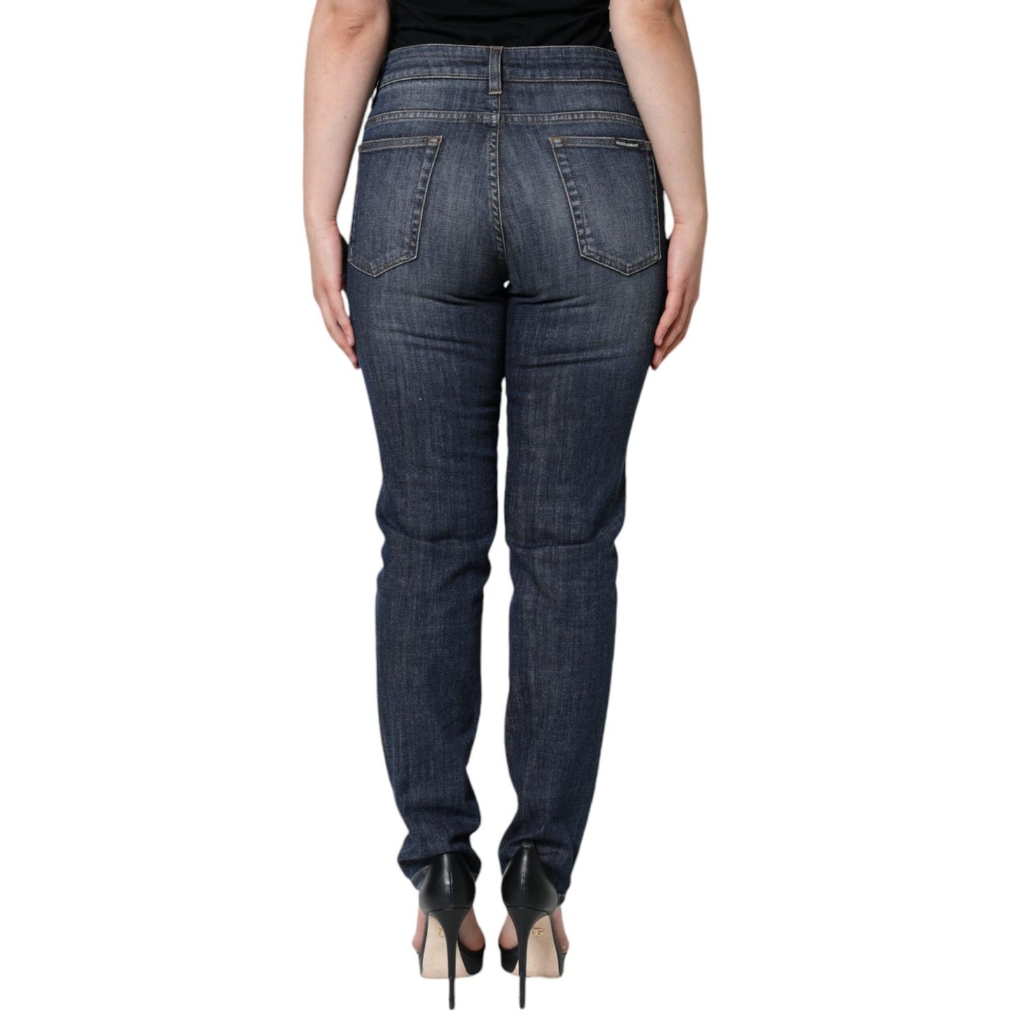 Dolce & Gabbana Dark Blue Cotton Stretch Skinny Denim Jeans PAN74033-40