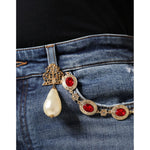 Dolce & Gabbana Dark Blue Cotton Tattered Skinny Denim Jeans PAN74596-44