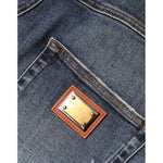 Dolce & Gabbana Dark Blue Cotton Tattered Skinny Denim Jeans PAN74596-44