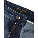 Dolce & Gabbana Dark Blue Cotton Tattered Skinny Denim Jeans PAN74596-44