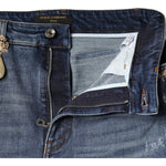 Dolce & Gabbana Dark Blue Cotton Tattered Skinny Denim Jeans PAN74596-44