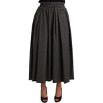 Dolce & Gabbana Elegant A-Line Midi Wool Skirt in Gray Zigzag Dolce & Gabbana Dark Slate Gray
