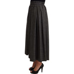 Dolce & Gabbana Elegant A-Line Midi Wool Skirt in Gray Zigzag Dolce & Gabbana Black