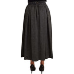 Dolce & Gabbana Elegant A-Line Midi Wool Skirt in Gray Zigzag Dolce & Gabbana Dark Slate Gray